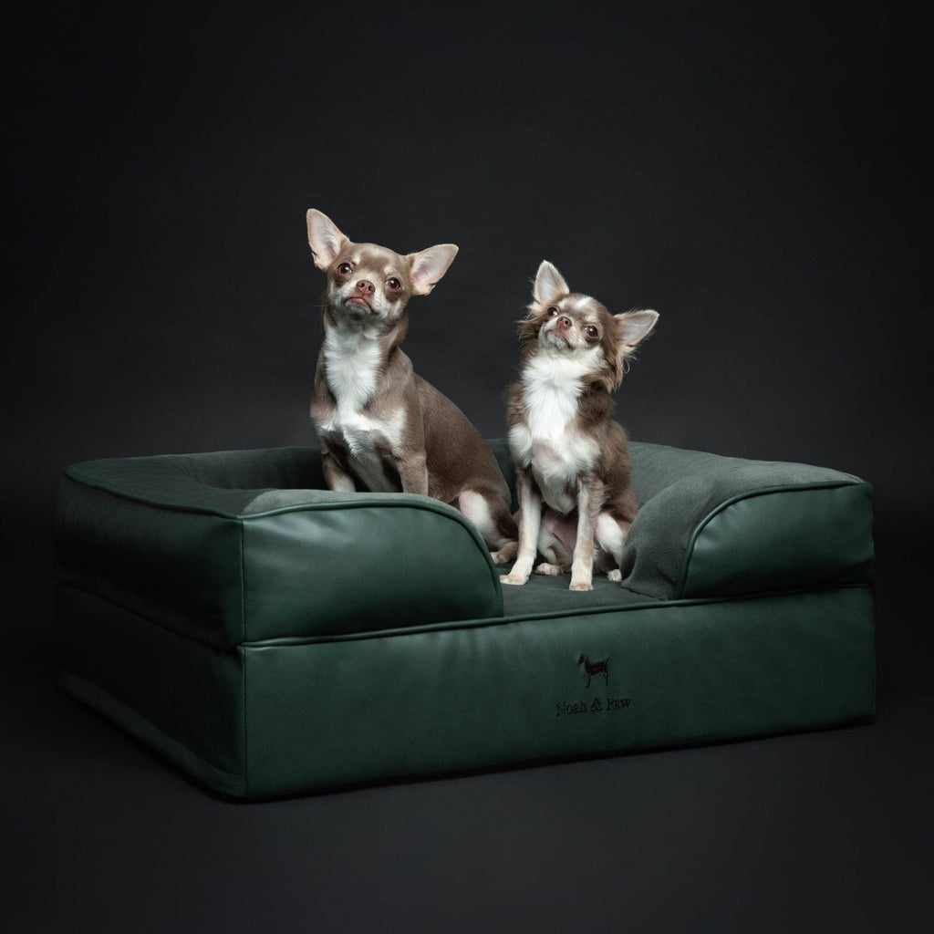 Faux Leather Orthopedic Pet Bed, Cooling Gel Foam, Sofa: Black / M [28*23*11]