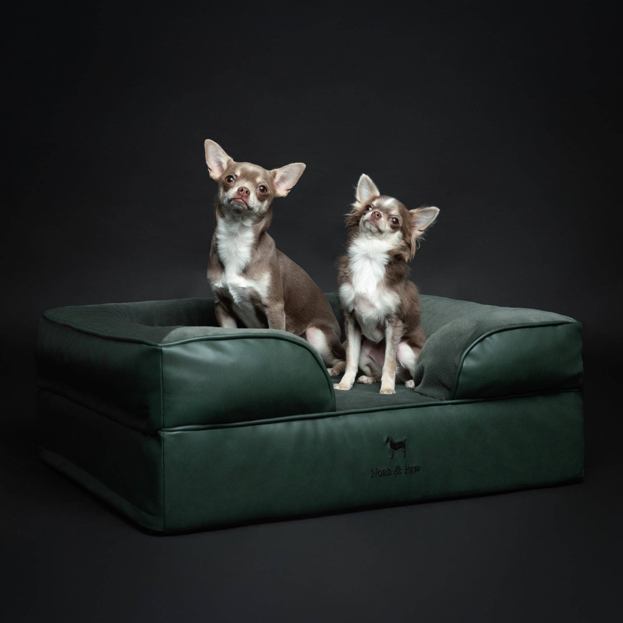 Faux Leather Orthopedic Pet Bed, Cooling Gel Foam, Sofa: Black / M [28*23*11]