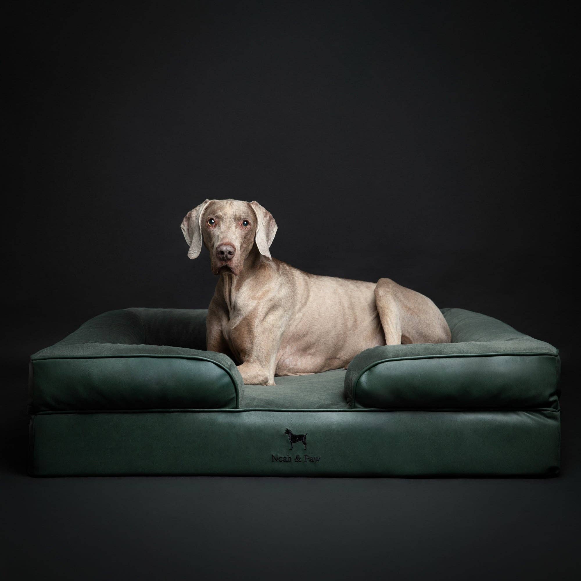 Faux Leather Orthopedic Pet Bed, Cooling Gel Foam, Sofa: Black / M [28*23*11]