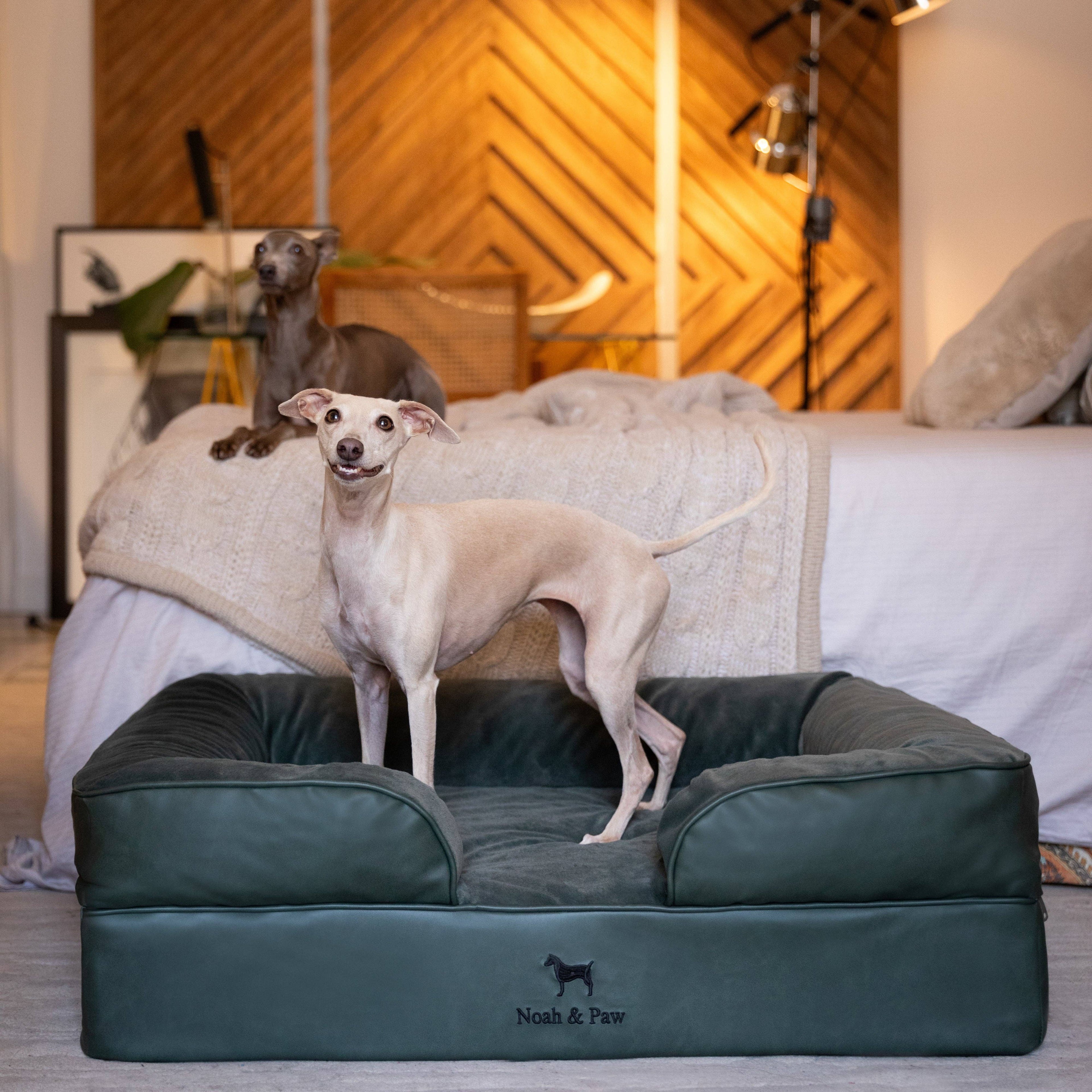 Faux Leather Orthopedic Pet Bed, Cooling Gel Foam, Sofa: Black / M [28*23*11]