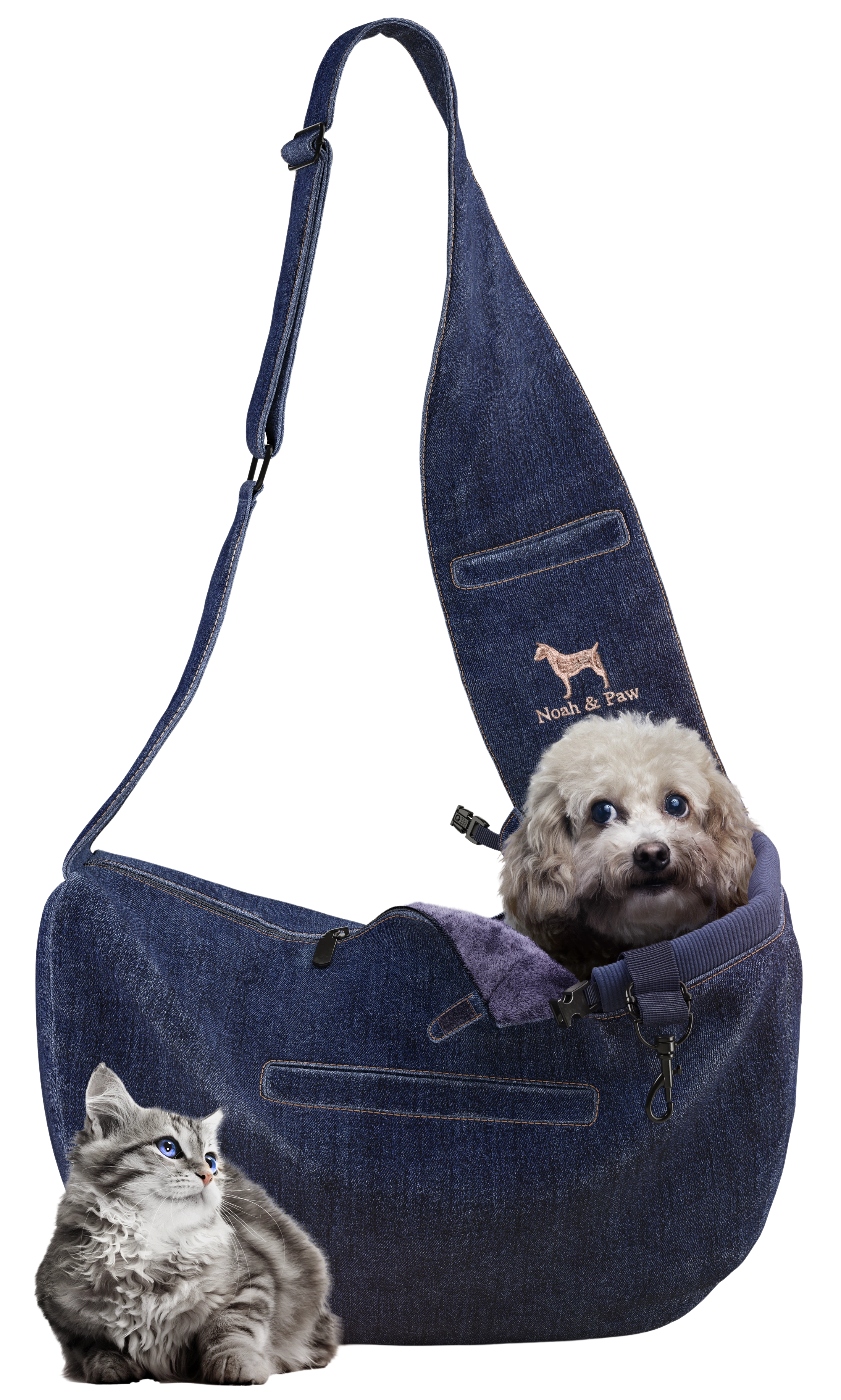 Noah & Paw Premium Denim Sling Carrier | Dark Blue