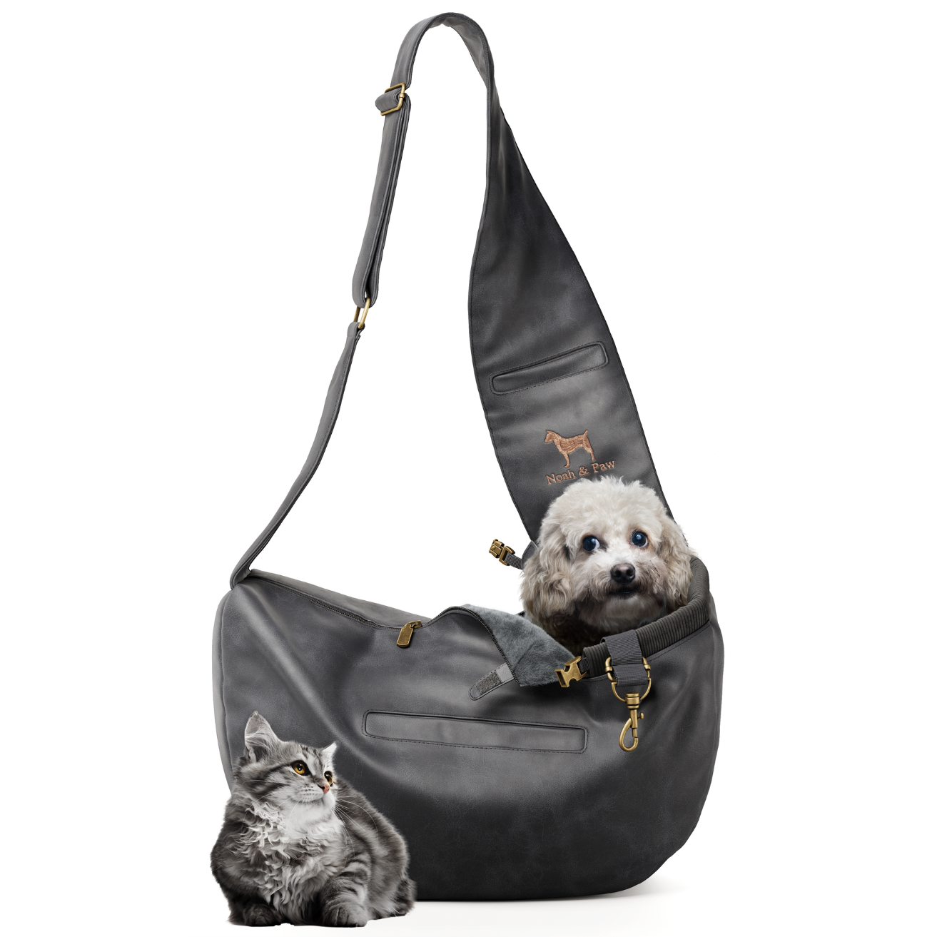 Noah & Paw Vegan Leather Sling Carrier | Black