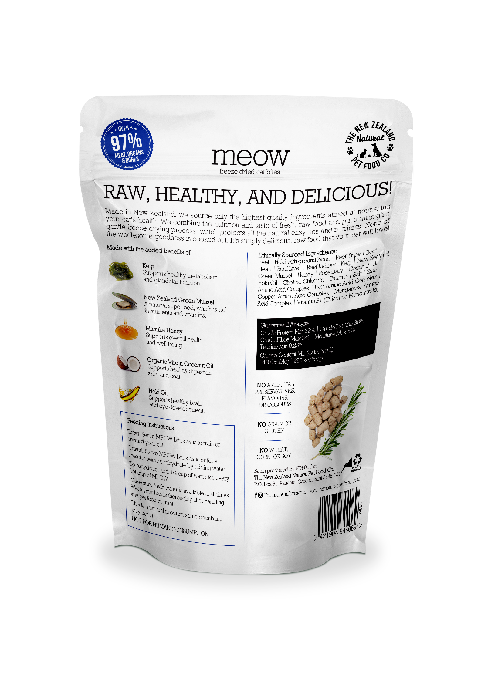 Meow Beef & Hoki Freeze Dried Cat Food 1.76oz | 9.9oz: 9.9oz