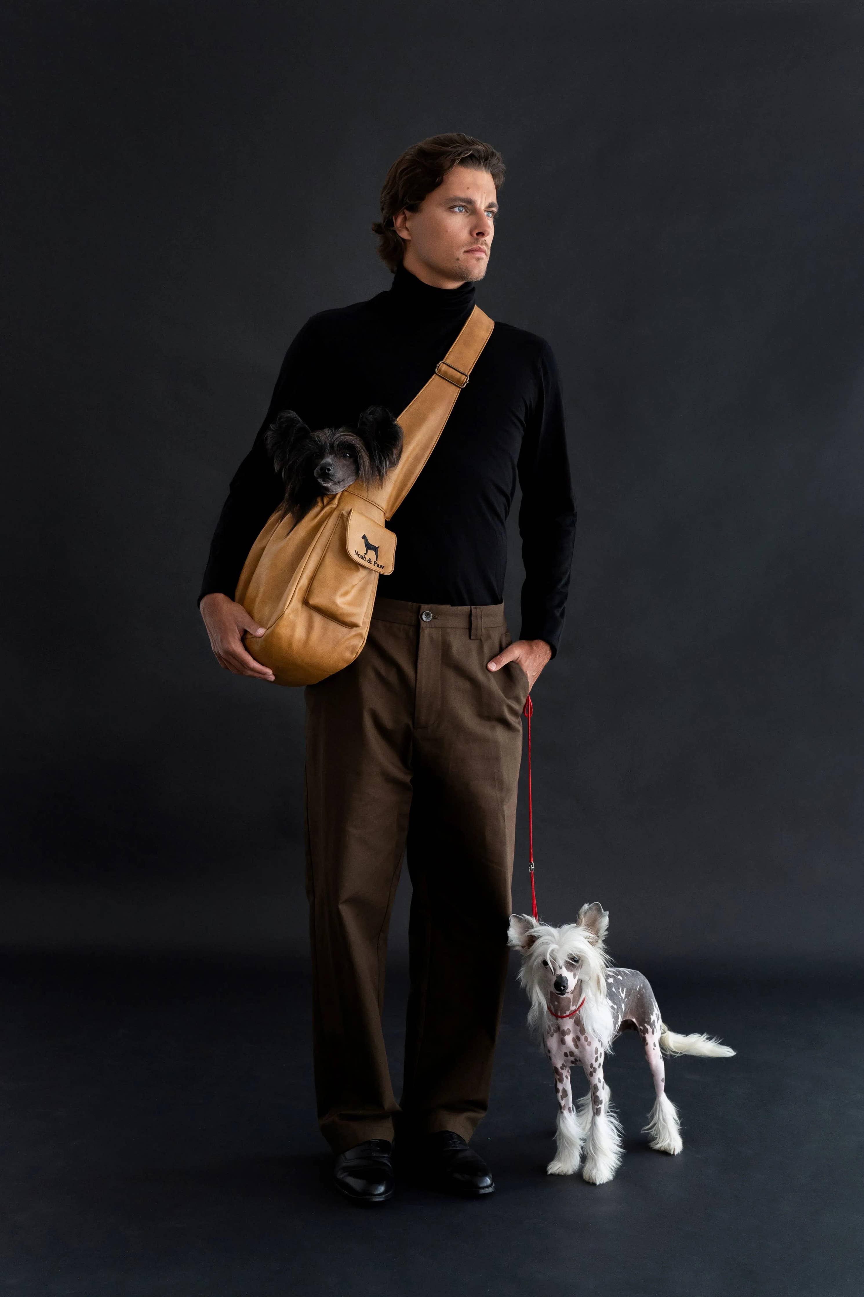 Noah & Paw Vegan Leather Sling Carrier | Camel