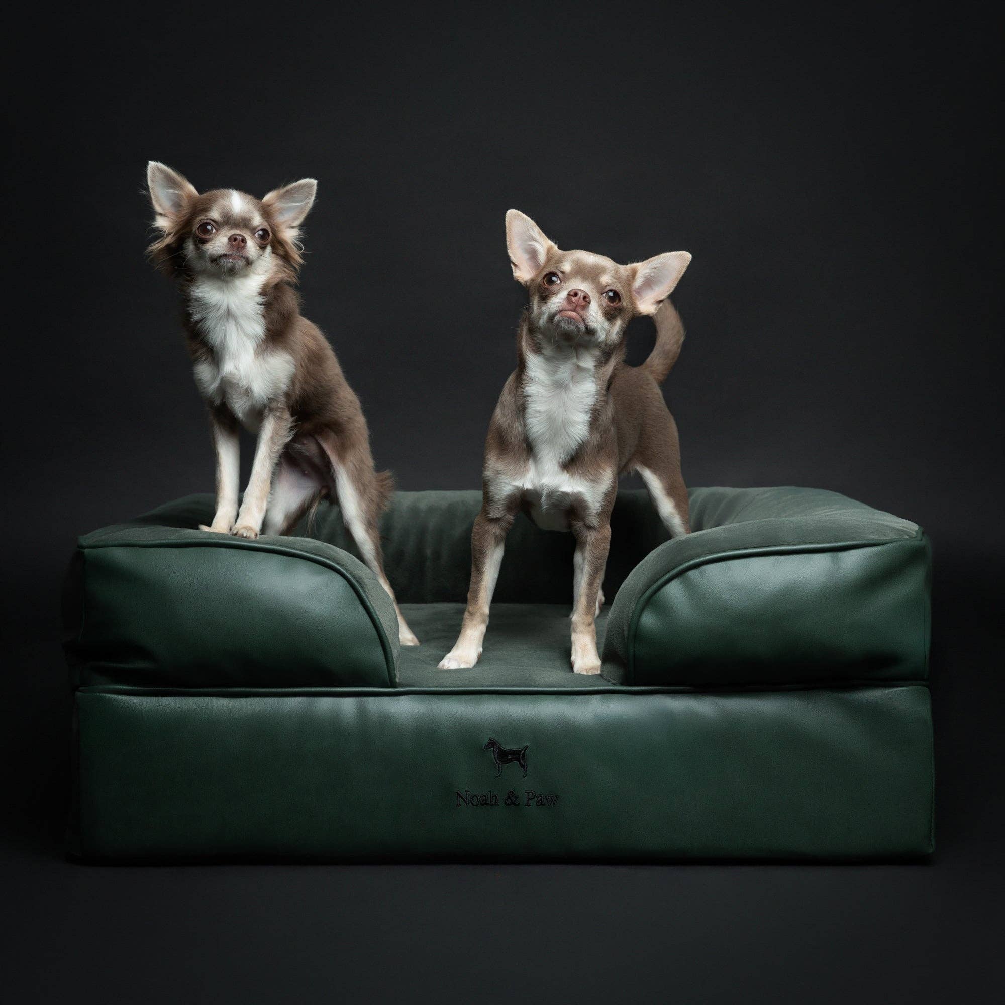 Faux Leather Orthopedic Pet Bed, Cooling Gel Foam, Sofa: Black / M [28*23*11]