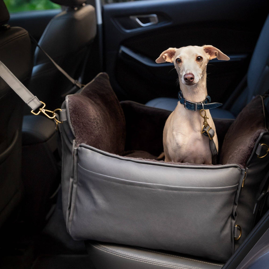 Dog Car Seat Carrier Orthopedic Foam, Black, Vegan Leather