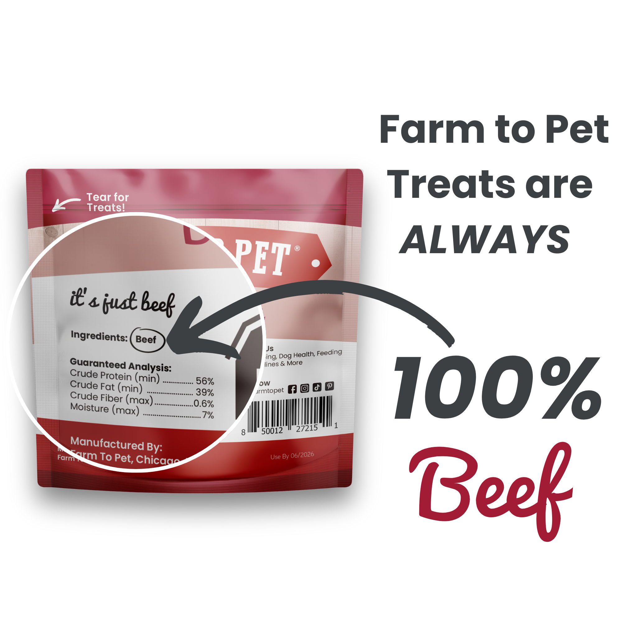 Beef Chips Healthy Dog Snack Pack Bundle (24 pack): Pack of 24