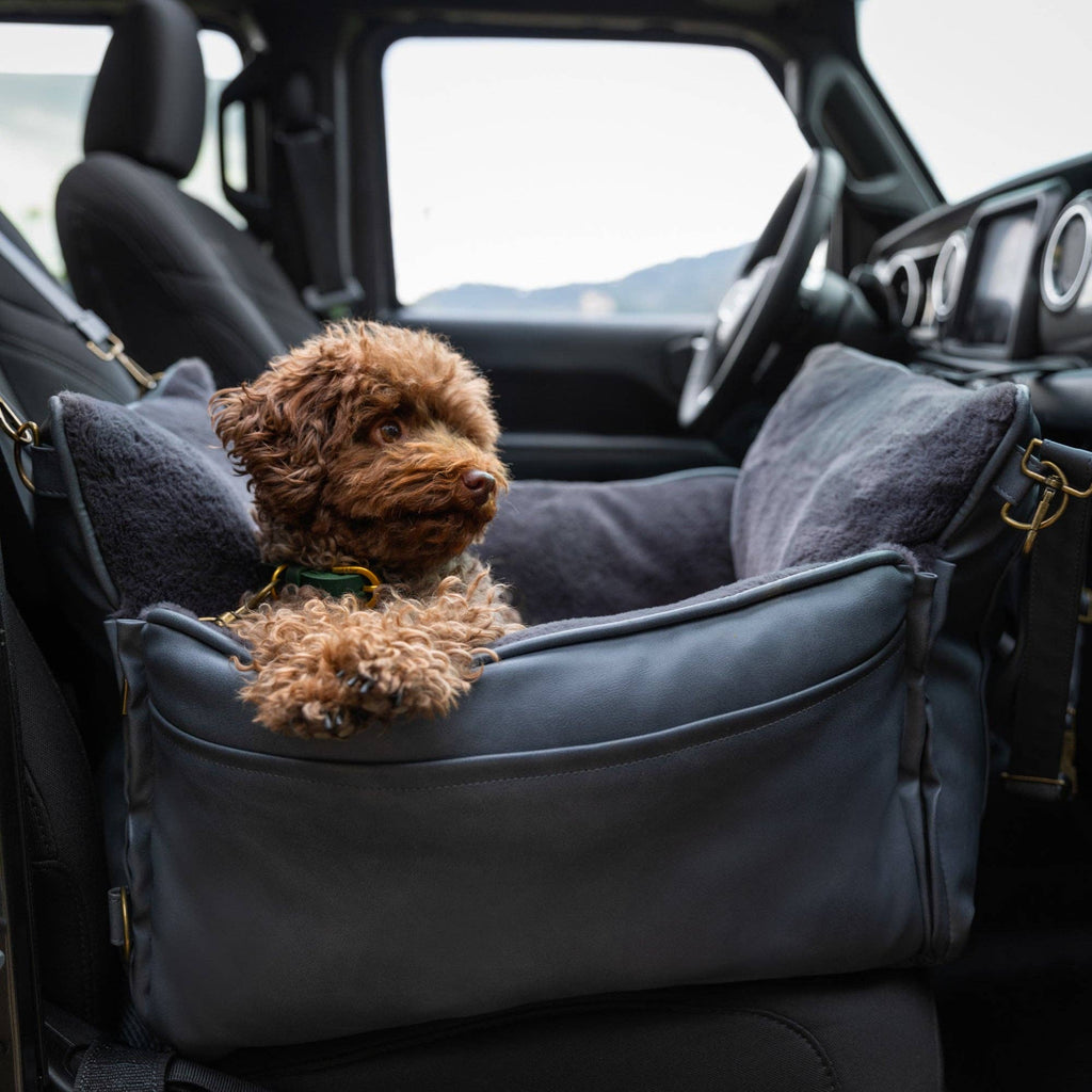 Dog Car Seat Carrier Orthopedic Foam, Black, Vegan Leather