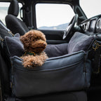 Dog Car Seat Carrier Orthopedic Foam, Black, Vegan Leather