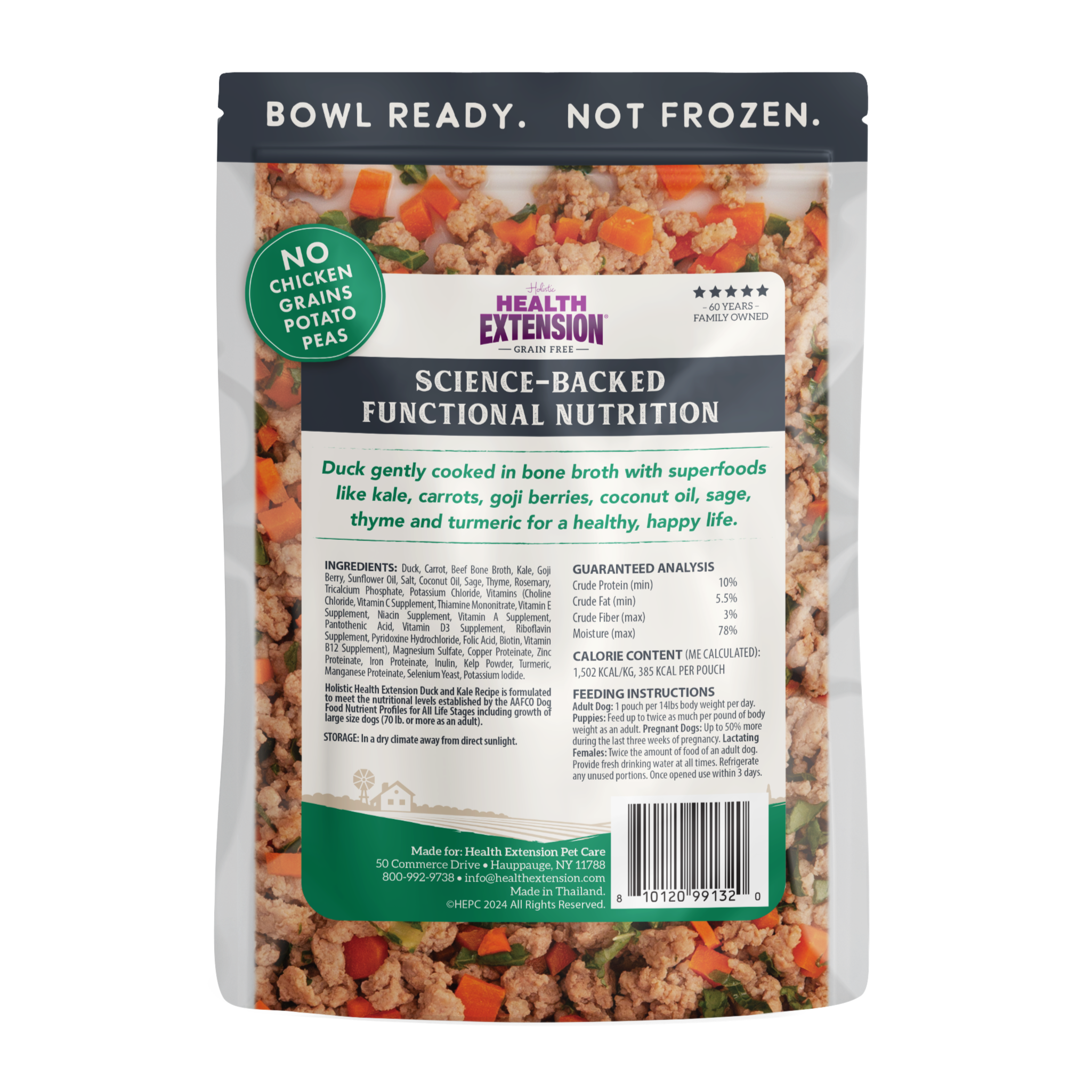 Gently Cooked Duck & Kale Recipe: 3oz pouch