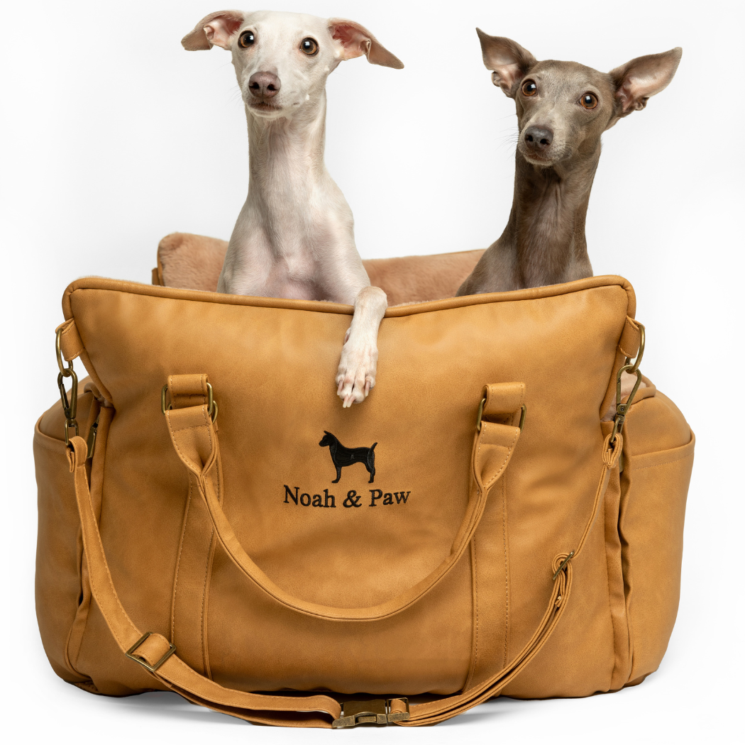 Noah & Paw Orthopedic Car Seat Carrier | Camel Vegan Leather
