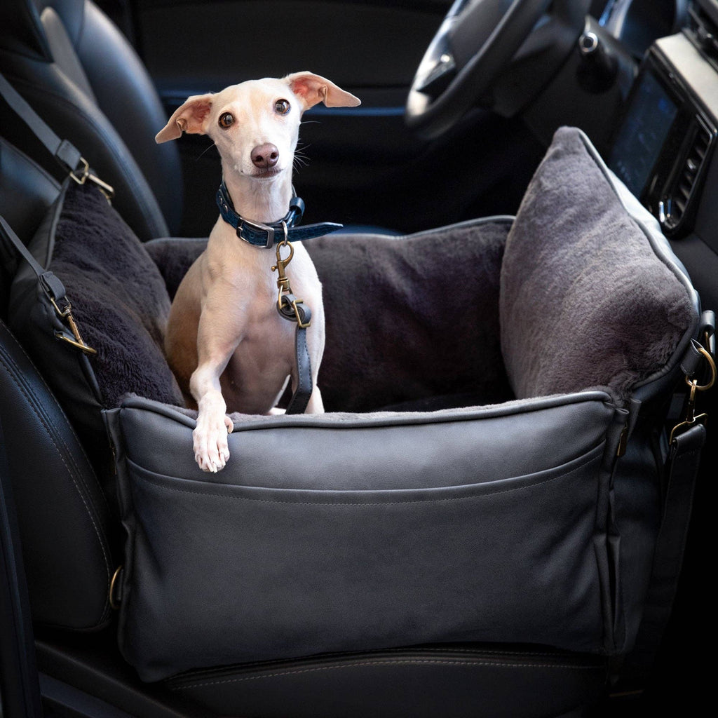 Dog Car Seat Carrier Orthopedic Foam, Black, Vegan Leather