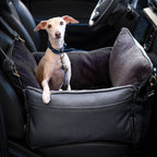 Dog Car Seat Carrier Orthopedic Foam, Black, Vegan Leather