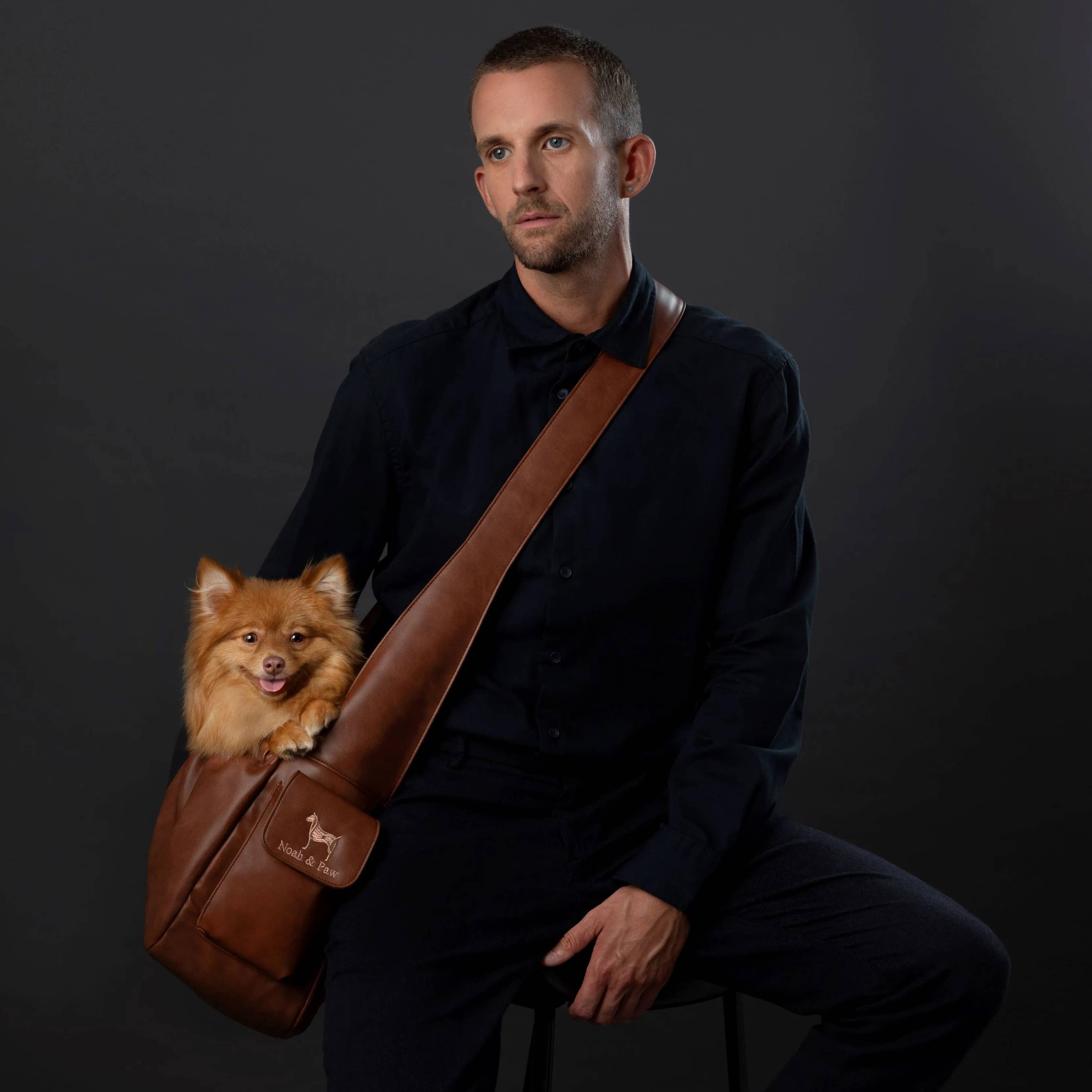 Noah & Paw Vegan Leather Sling Carrier | Brown