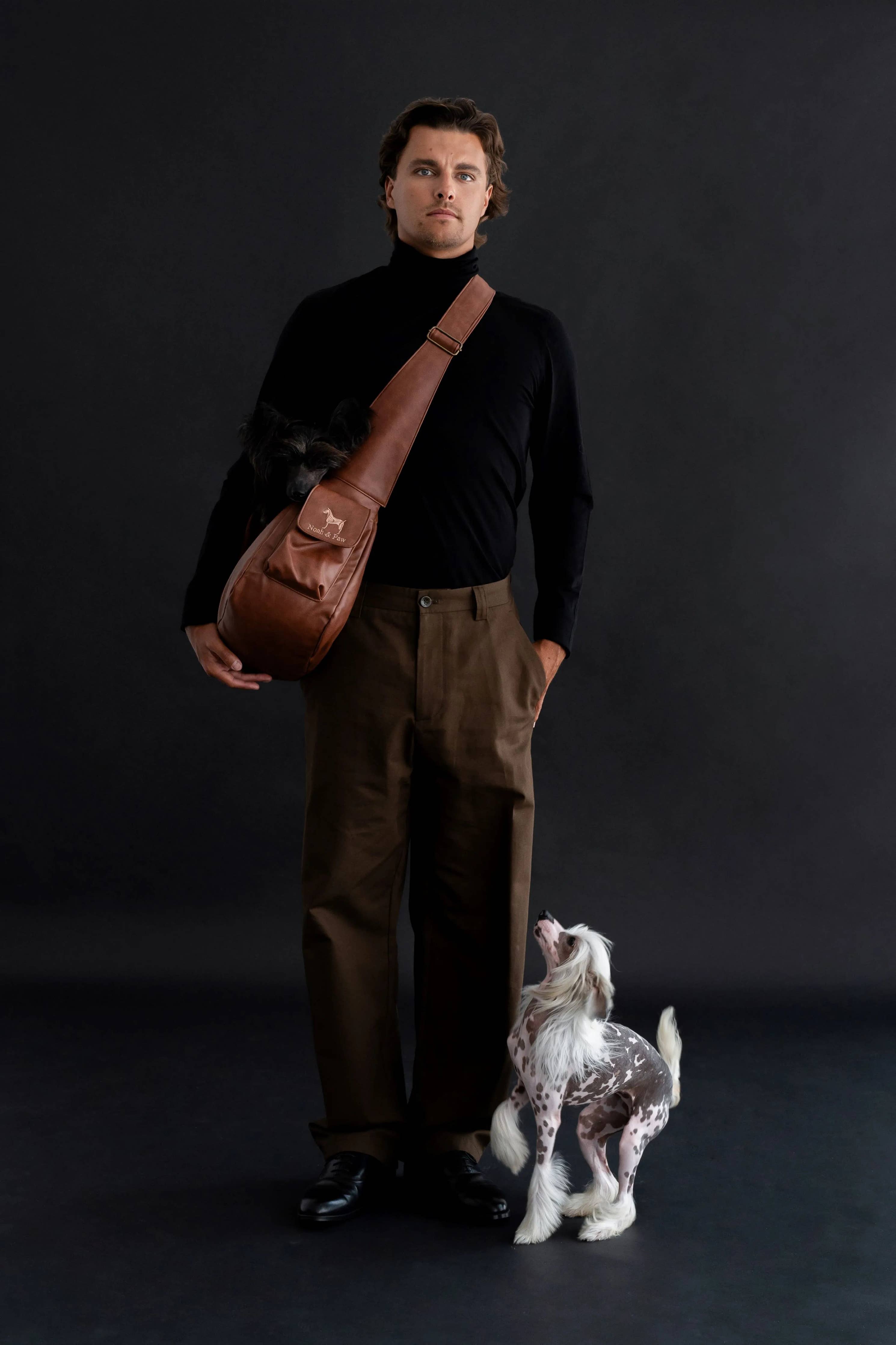 Noah & Paw Vegan Leather Sling Carrier | Brown