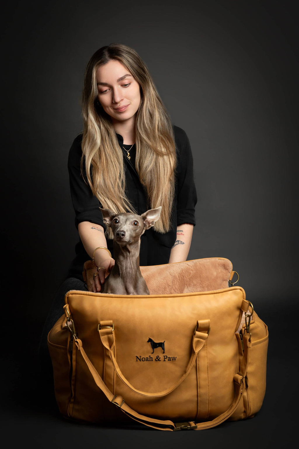 Noah & Paw Orthopedic Car Seat Carrier | Camel Vegan Leather