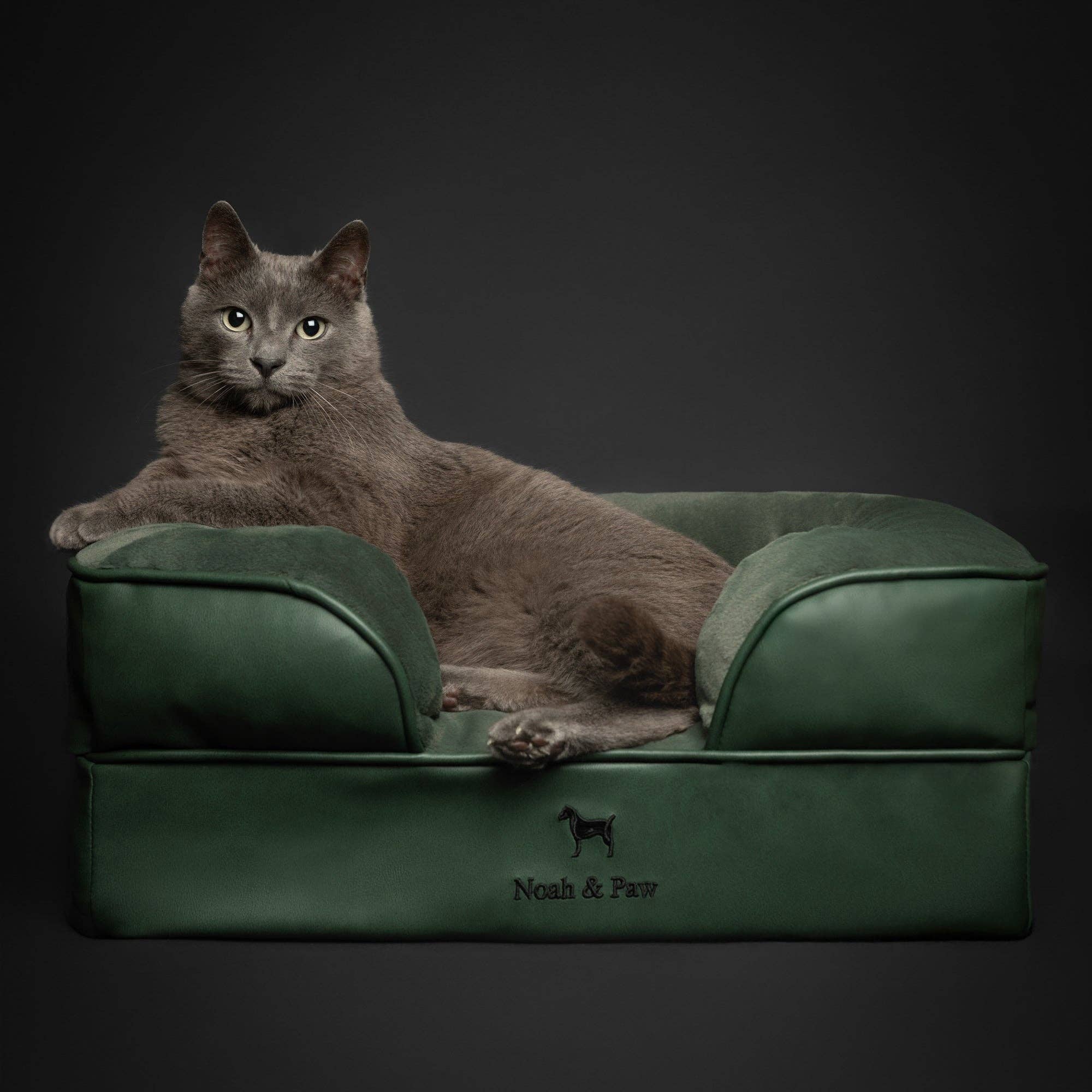 Faux Leather Orthopedic Pet Bed, Cooling Gel Foam, Sofa: Black / M [28*23*11]