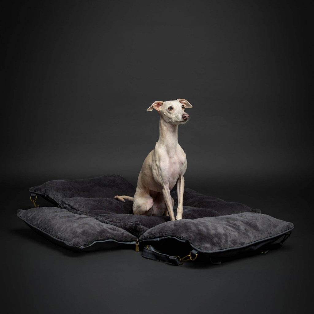 Dog Car Seat Carrier Orthopedic Foam, Black, Vegan Leather
