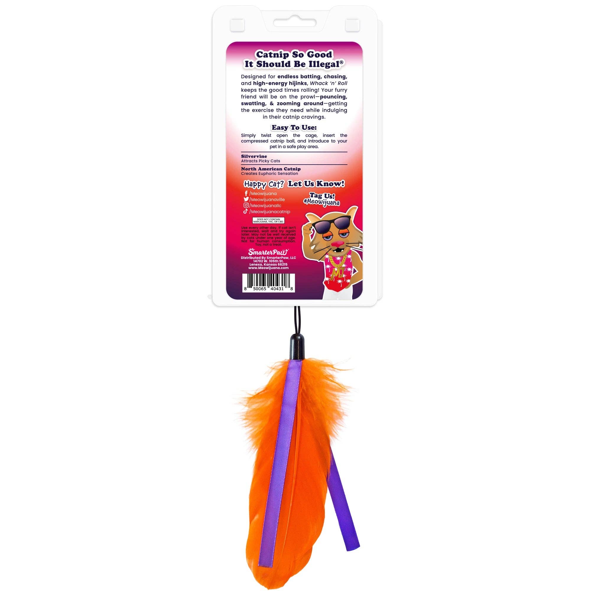 Meowijuana® Whack n Roll Purrple Passion Catnip Ball /w Cage