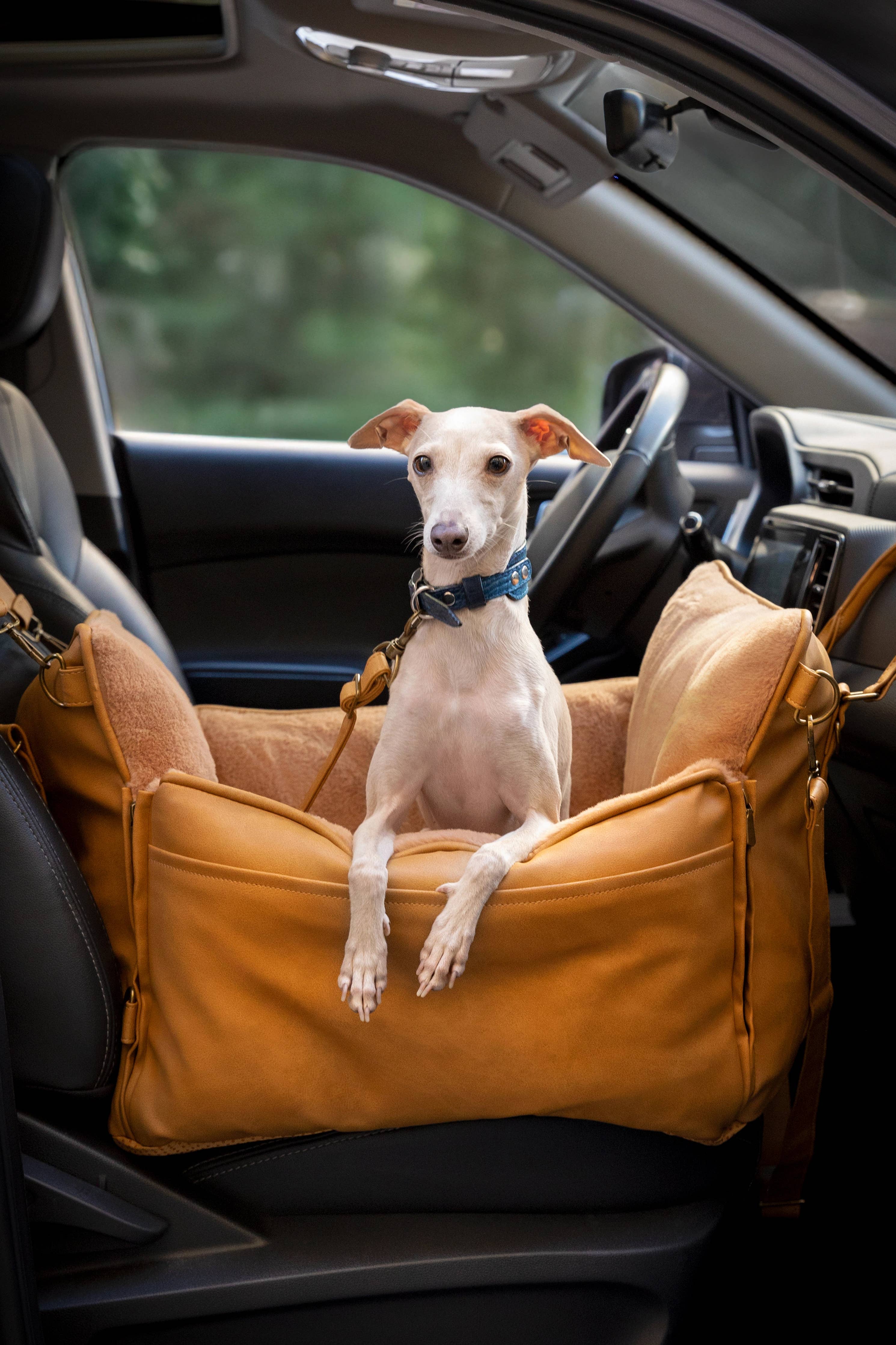 Noah & Paw Orthopedic Car Seat Carrier | Camel Vegan Leather
