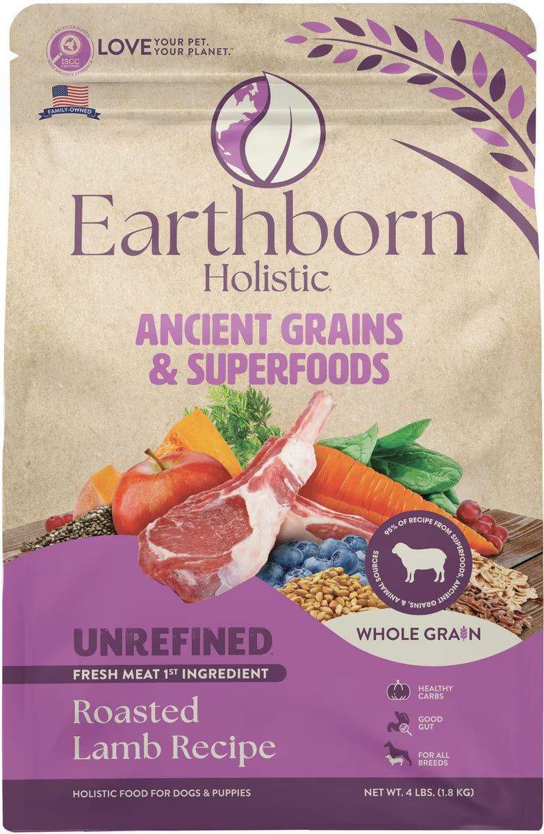 Earthborn Holistic Unrefined Ancient Grains & Superfoods Dry Dog Food Roasted Lamb 4lb