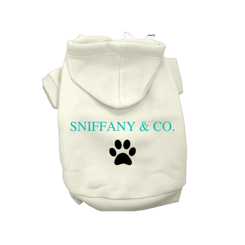 Sniffany & CO Paw Print- Dog Hoodie: Cream / Small