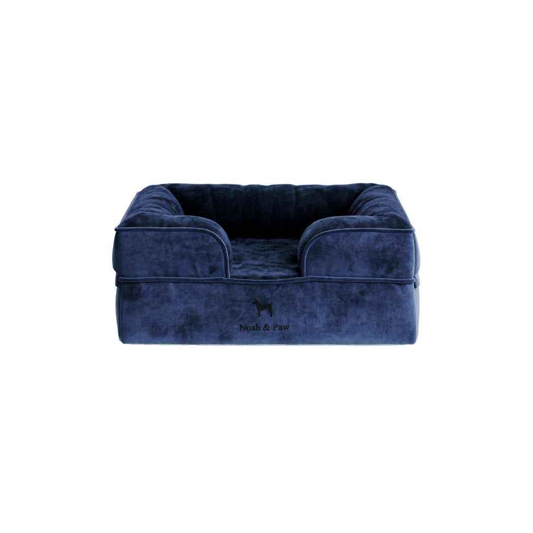 Noah & Paw Velvet Orthopedic Sofa Bed | Navy Blue | Medium
