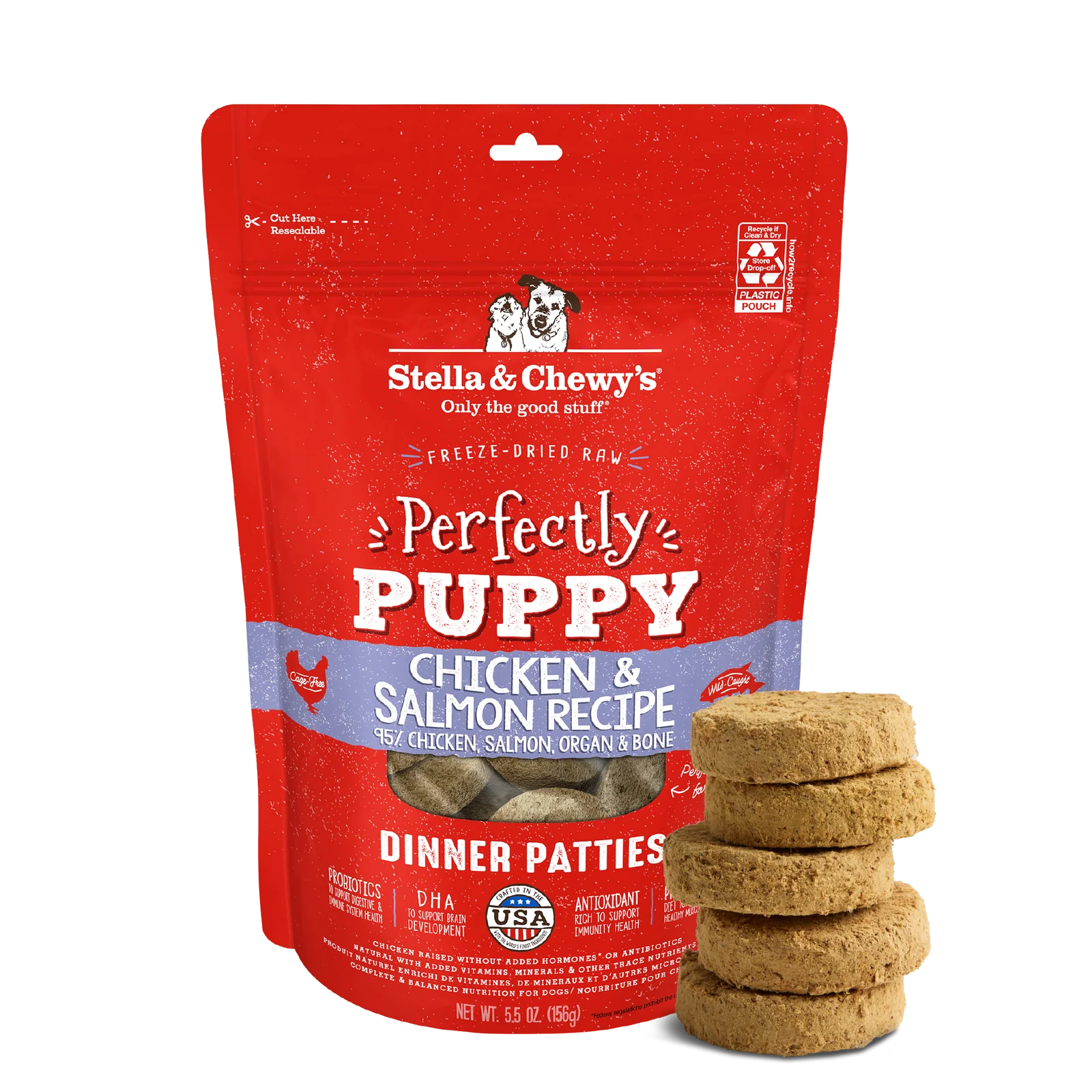 Stella and Chewys Dog Freeze Dried Puppy Beef Salmon 5.5 oz.