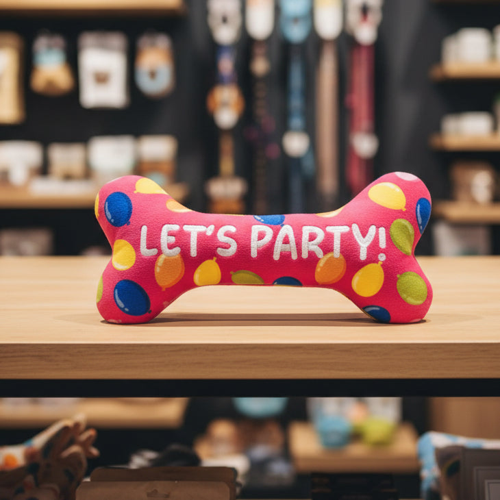 Party Time Bone Dog Toy | Small | Pink