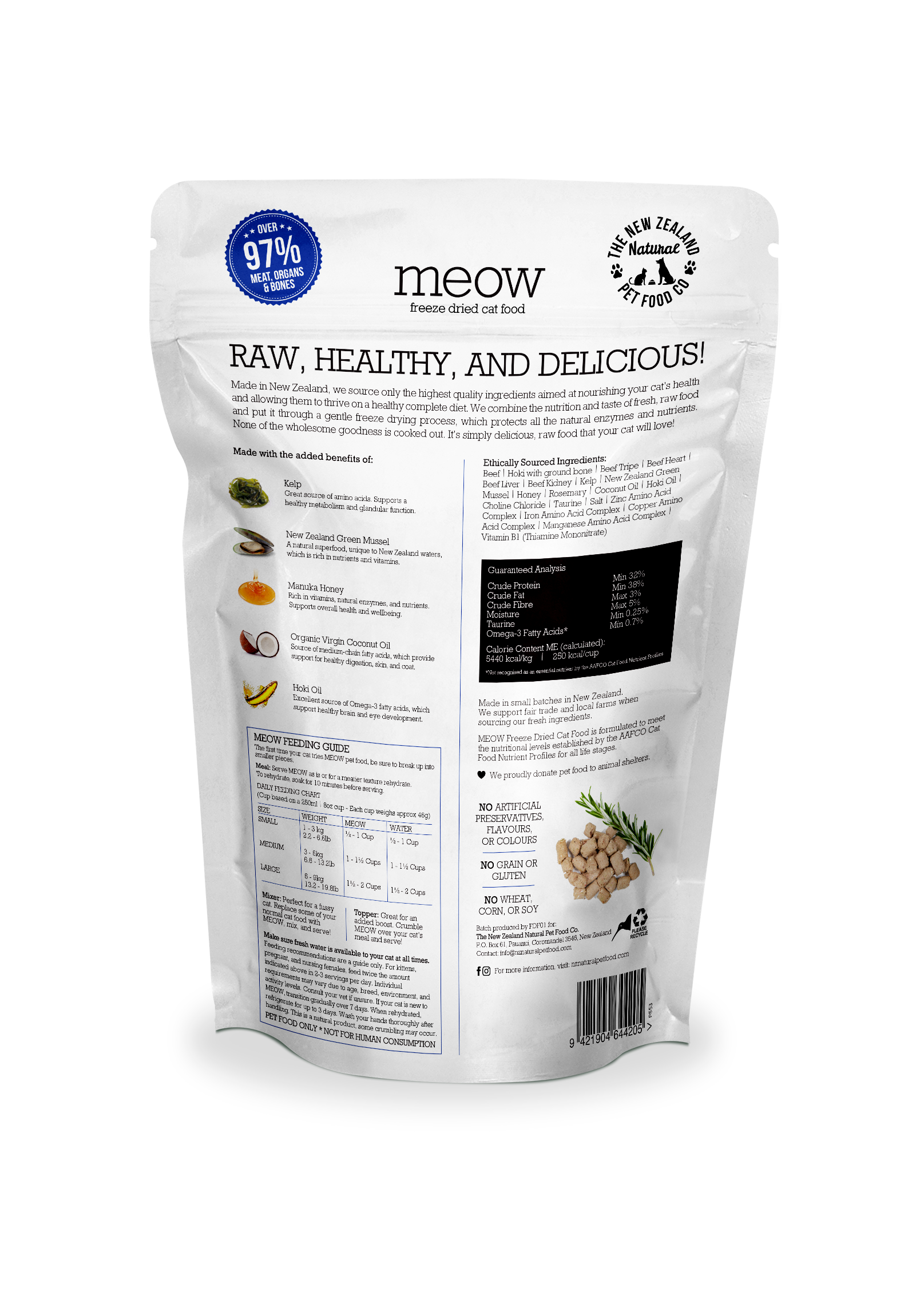 Meow Beef & Hoki Freeze Dried Cat Food 1.76oz | 9.9oz: 9.9oz
