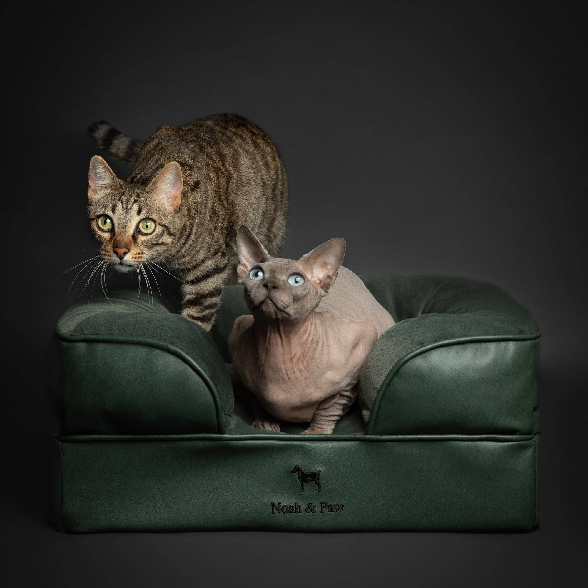 Faux Leather Orthopedic Pet Bed, Cooling Gel Foam, Sofa: Black / M [28*23*11]