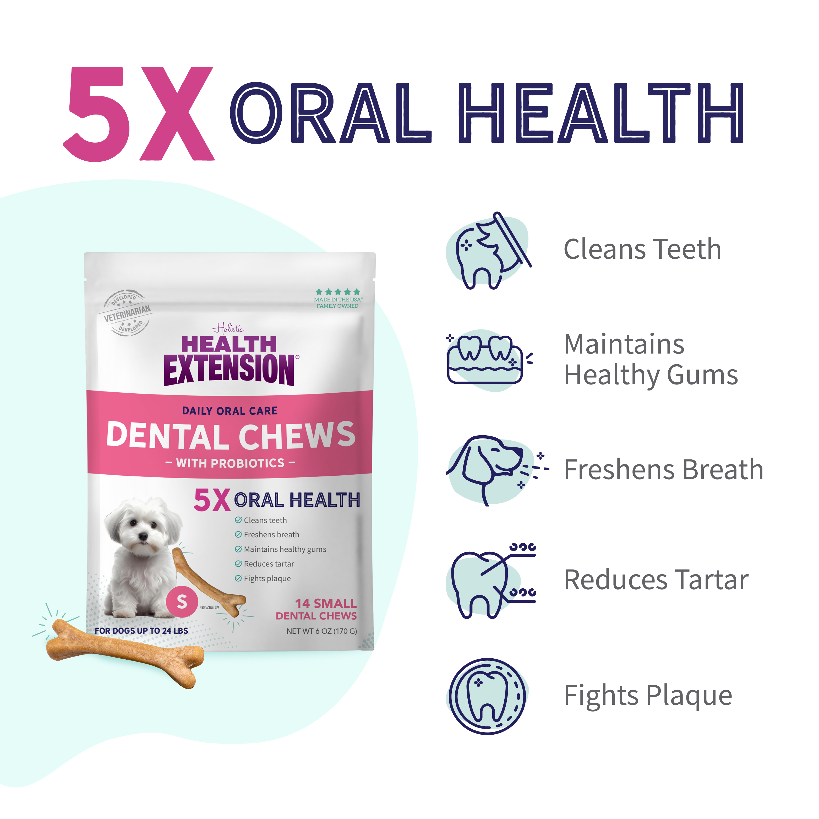 Probiotic Dental Bones: 8-pack