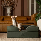 Faux Leather Orthopedic Pet Bed, Cooling Gel Foam, Sofa: Black / M [28*23*11]