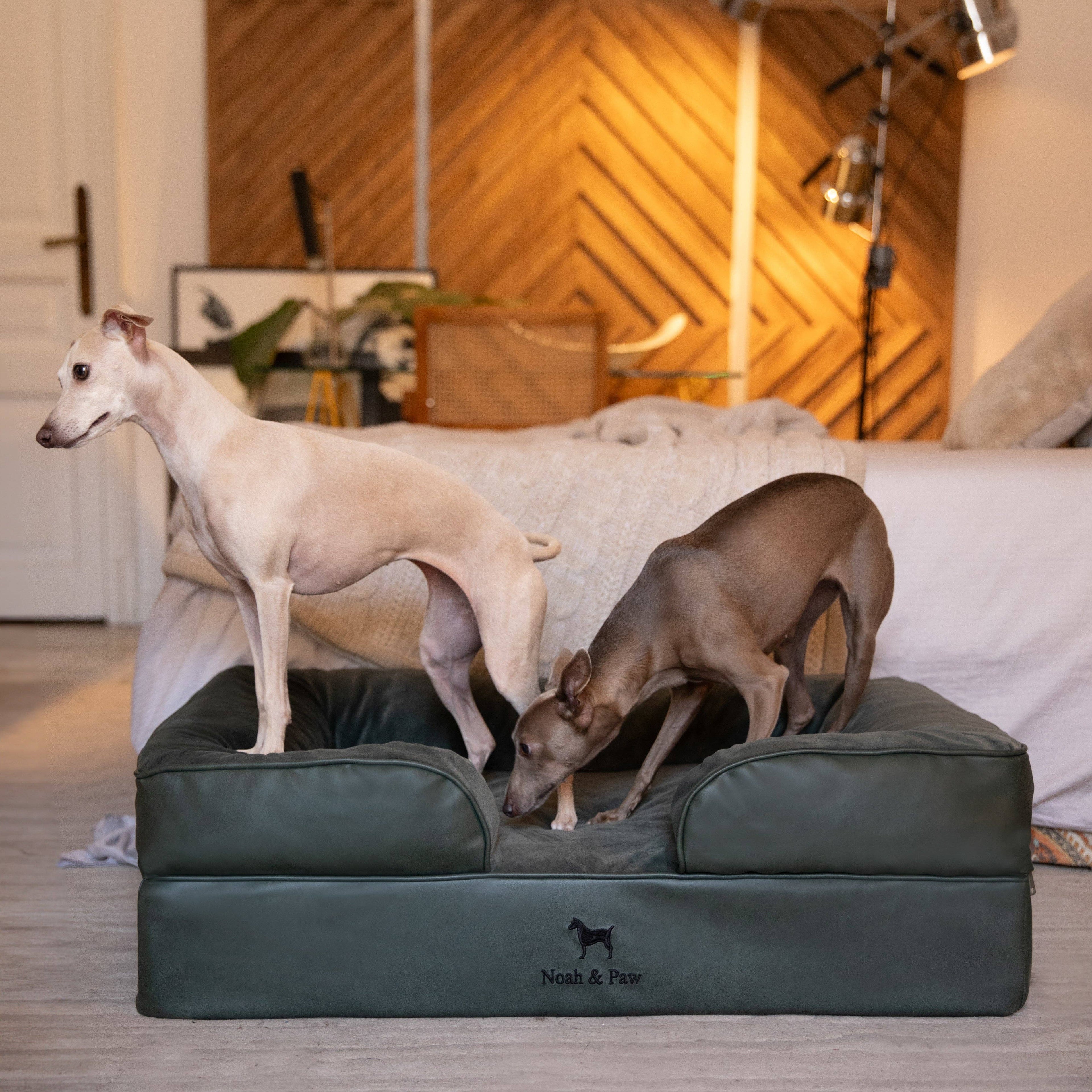 Faux Leather Orthopedic Pet Bed, Cooling Gel Foam, Sofa: Black / M [28*23*11]
