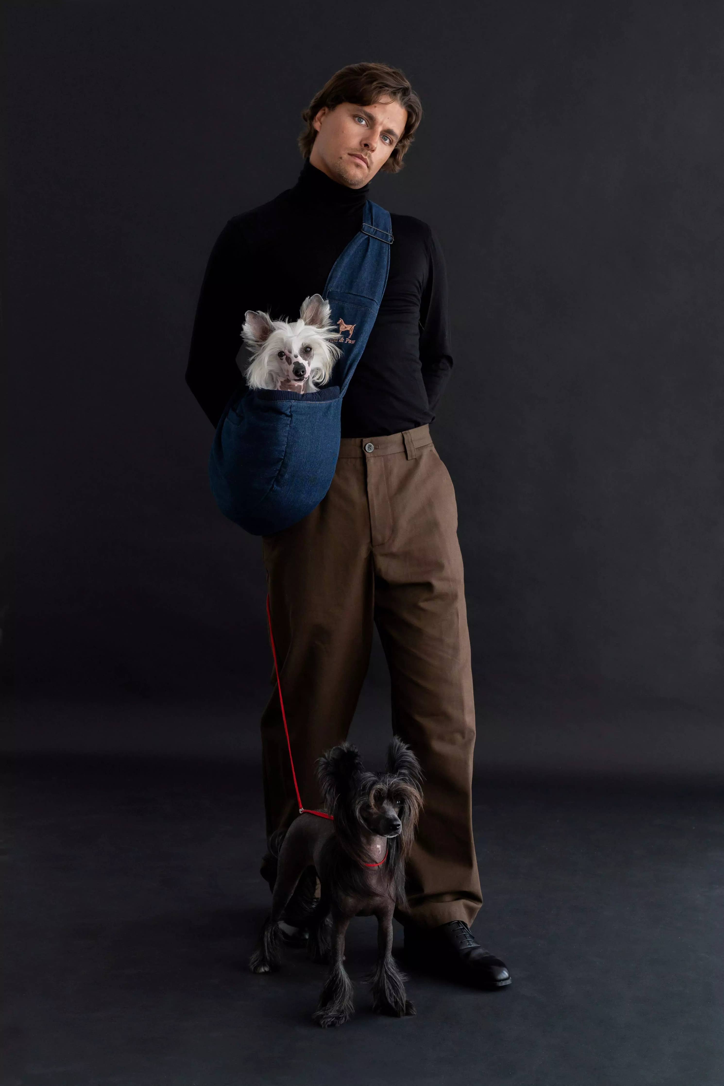 Noah & Paw Premium Denim Sling Carrier | Dark Blue
