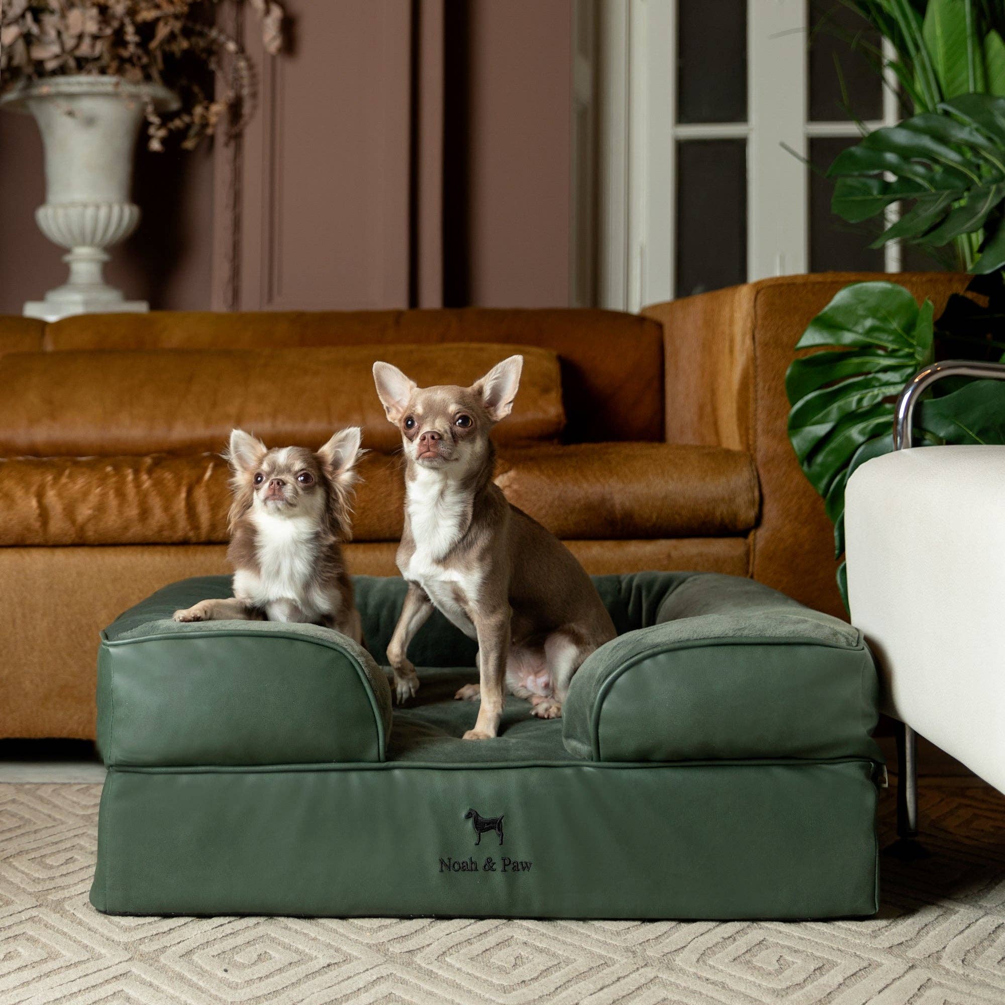 Faux Leather Orthopedic Pet Bed, Cooling Gel Foam, Sofa: Black / M [28*23*11]