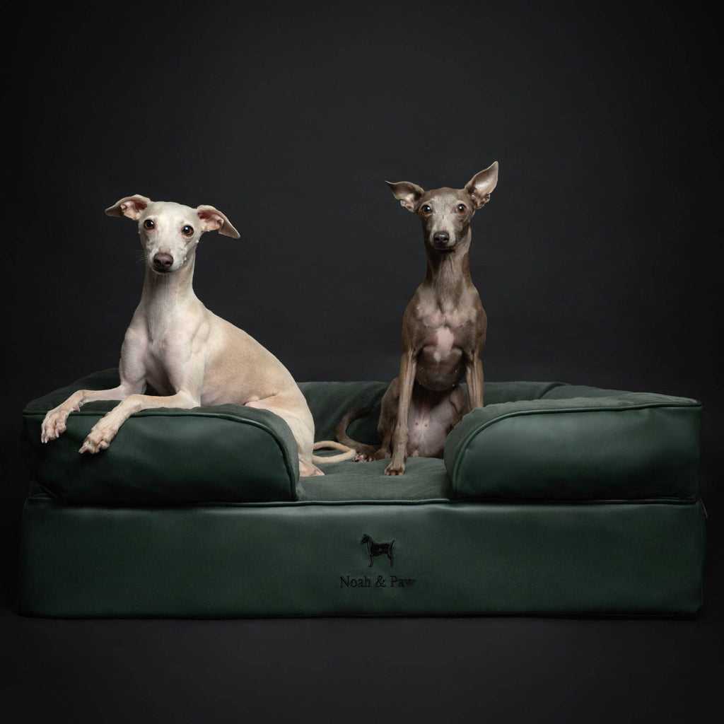 Faux Leather Orthopedic Pet Bed, Cooling Gel Foam, Sofa: Black / M [28*23*11]