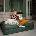 Faux Leather Orthopedic Pet Bed, Cooling Gel Foam, Sofa: Black / M [28*23*11]