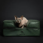 Faux Leather Orthopedic Pet Bed, Cooling Gel Foam, Sofa: Black / M [28*23*11]