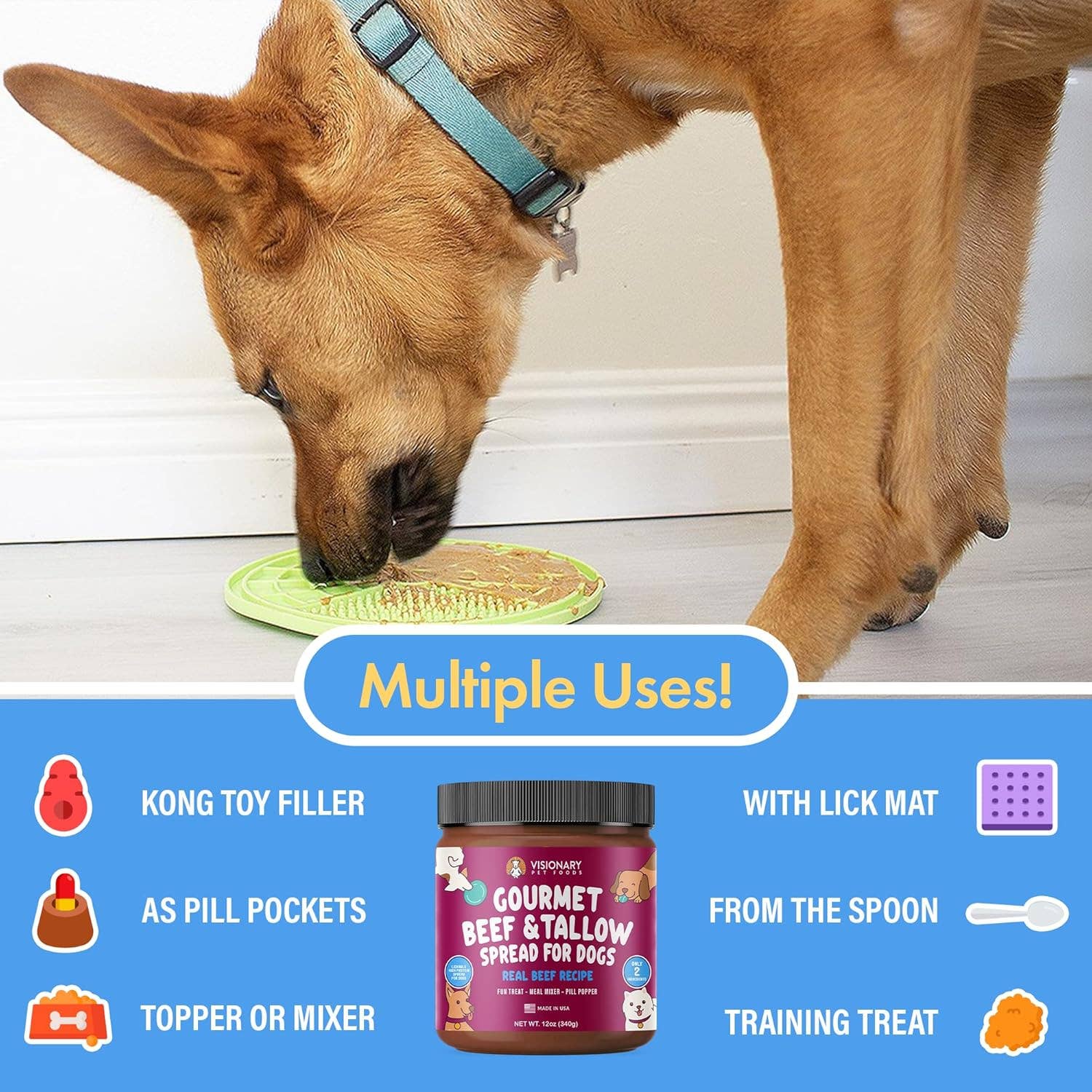 Beef & Beef Tallow Dog Meat Spread – High-Protein, Low-Carb Keto Treat | 12oz Jar
