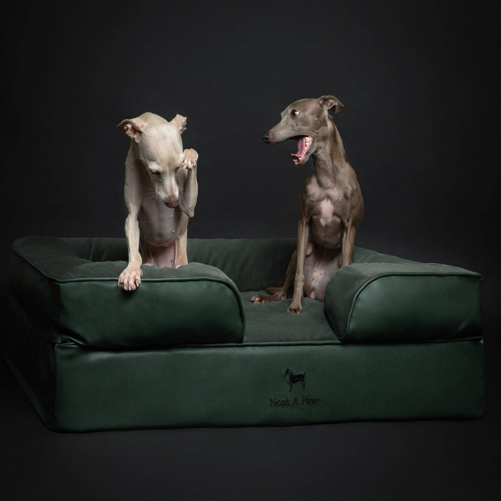 Faux Leather Orthopedic Pet Bed, Cooling Gel Foam, Sofa: Black / M [28*23*11]
