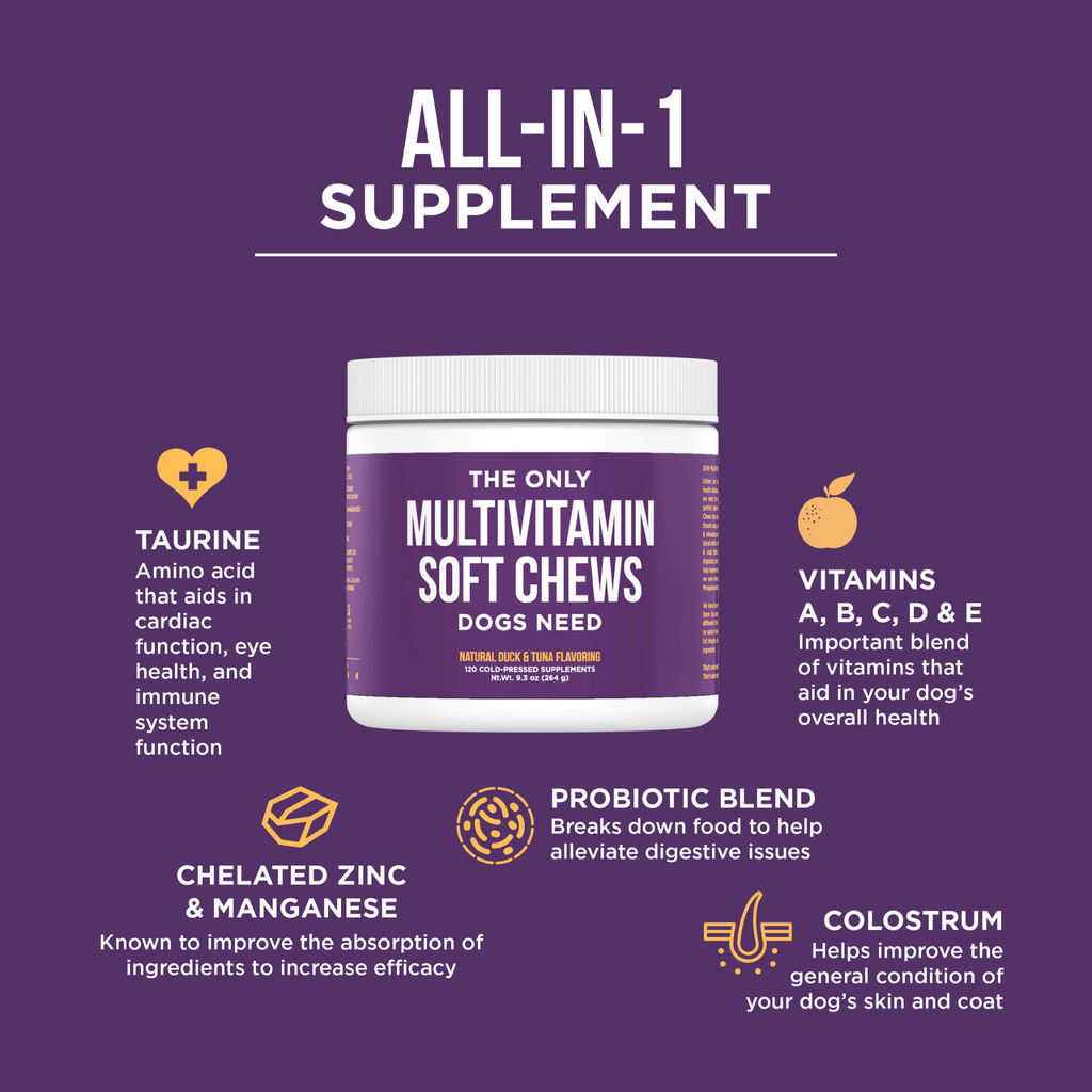 The Only Multivitamin Soft Chews Dogs Need: 120 count jar