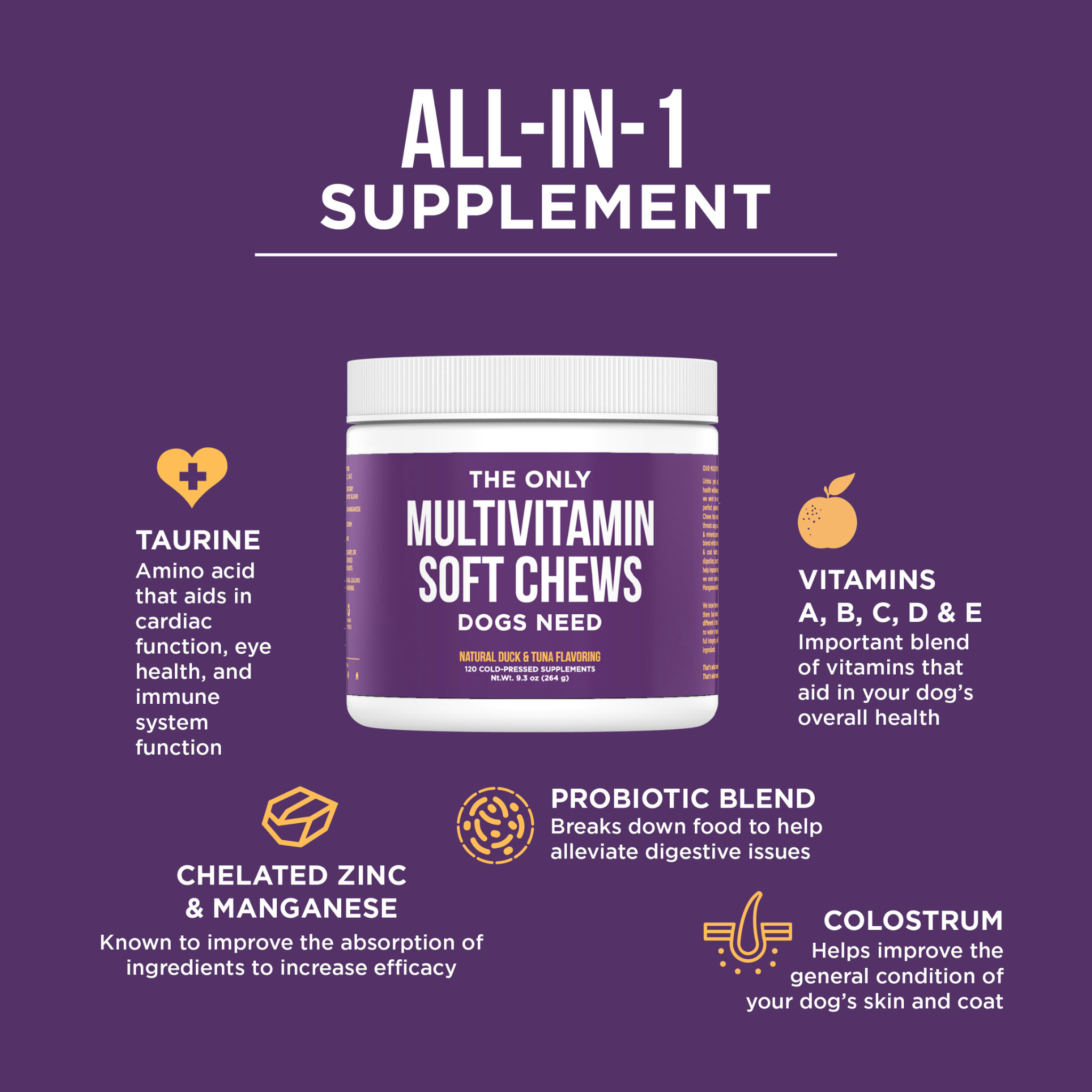 The Only Multivitamin Soft Chews Dogs Need: 120 count jar