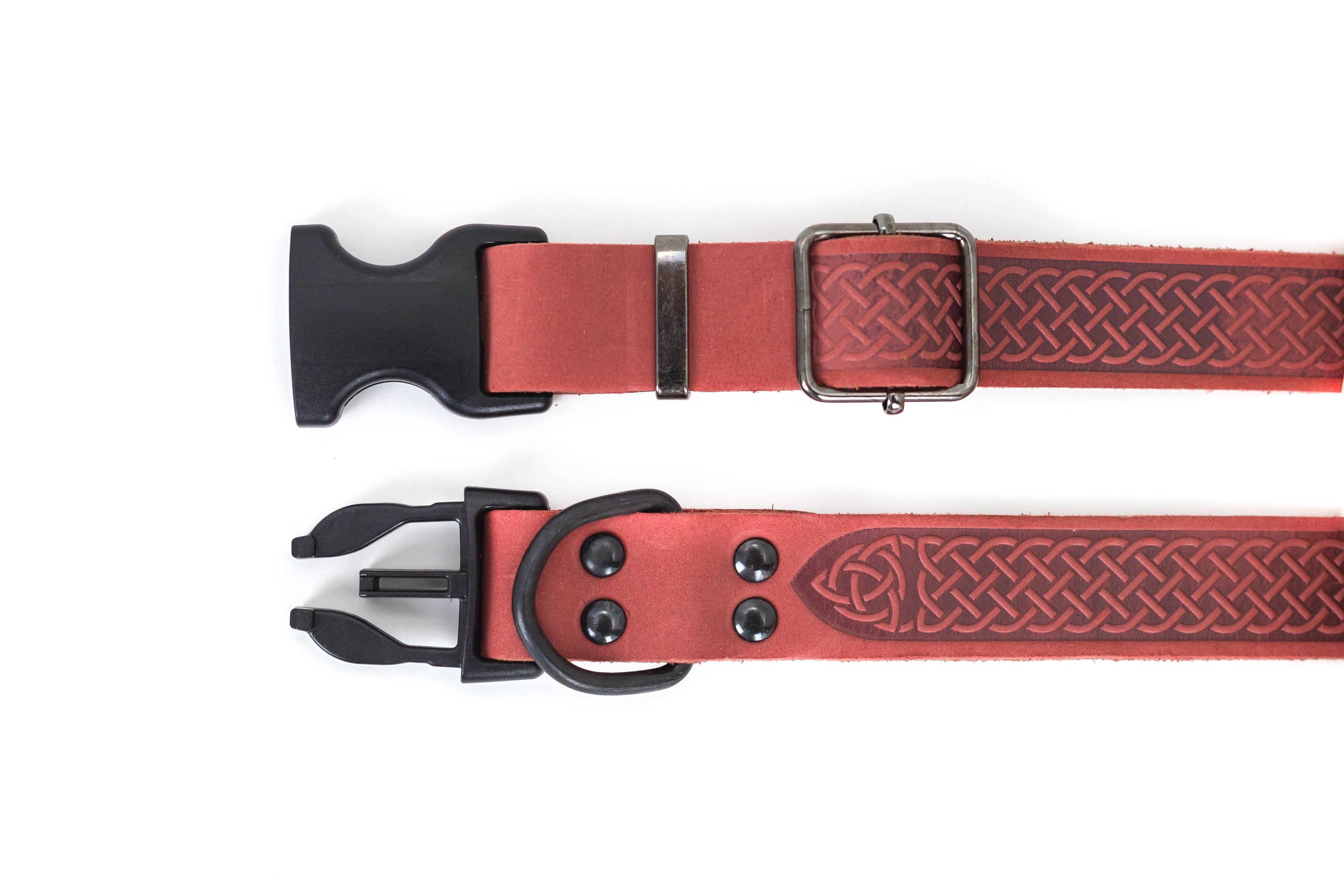 Celtic Style Leather Dog Collar | Navy | Small