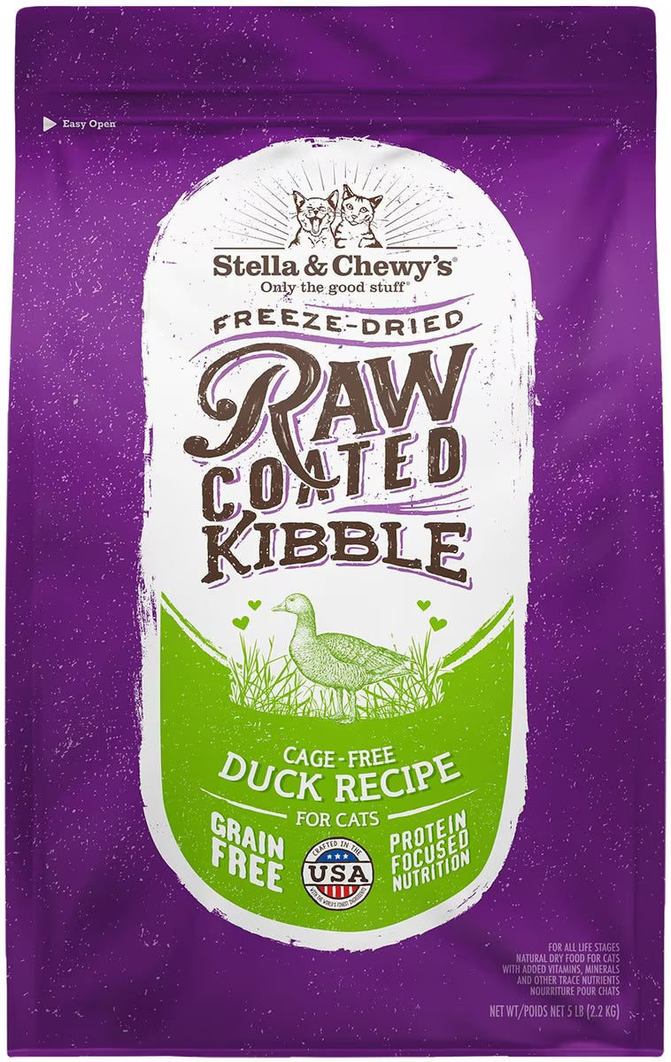 Stella & Chewys Cat Kibble - Raw Coated Cage Free Duck Recipe 2.5Lbs