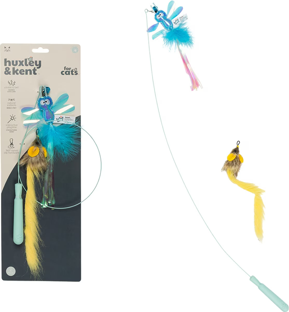 Wire Dragonfly & Mouse Wand 2pk Cat Toy